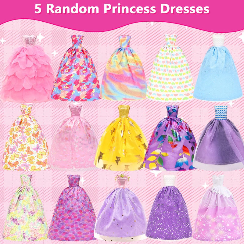 ENOCHT 80 PCS Doll Clothes and Accessories 5 Wedding Gowns 9 Fashion Dresses 3 Tops 3 Pants 1 Evening Dresses 2 Swimsuits Bikini 20 Hangers 18 Shoes and 22 Accessories Toys for 11.5 inch Doll - Image 2